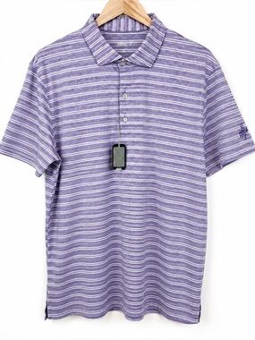 NWT johnnie-O Zayn Performance Golf Polo Shirt L Purple UPF 50‎ Stretch